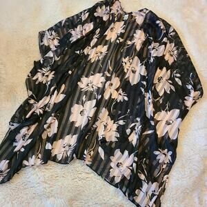 Cato Women's sheer floral kimono wrap robe swim cover